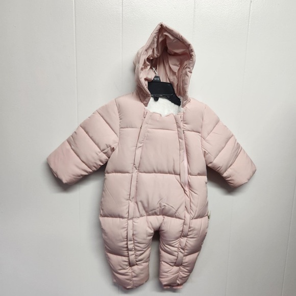 Murmurbear Baby Snowsuit Pink 18-24 Months Hooded Bunting Removable Fur Mittens - Picture 1 of 12